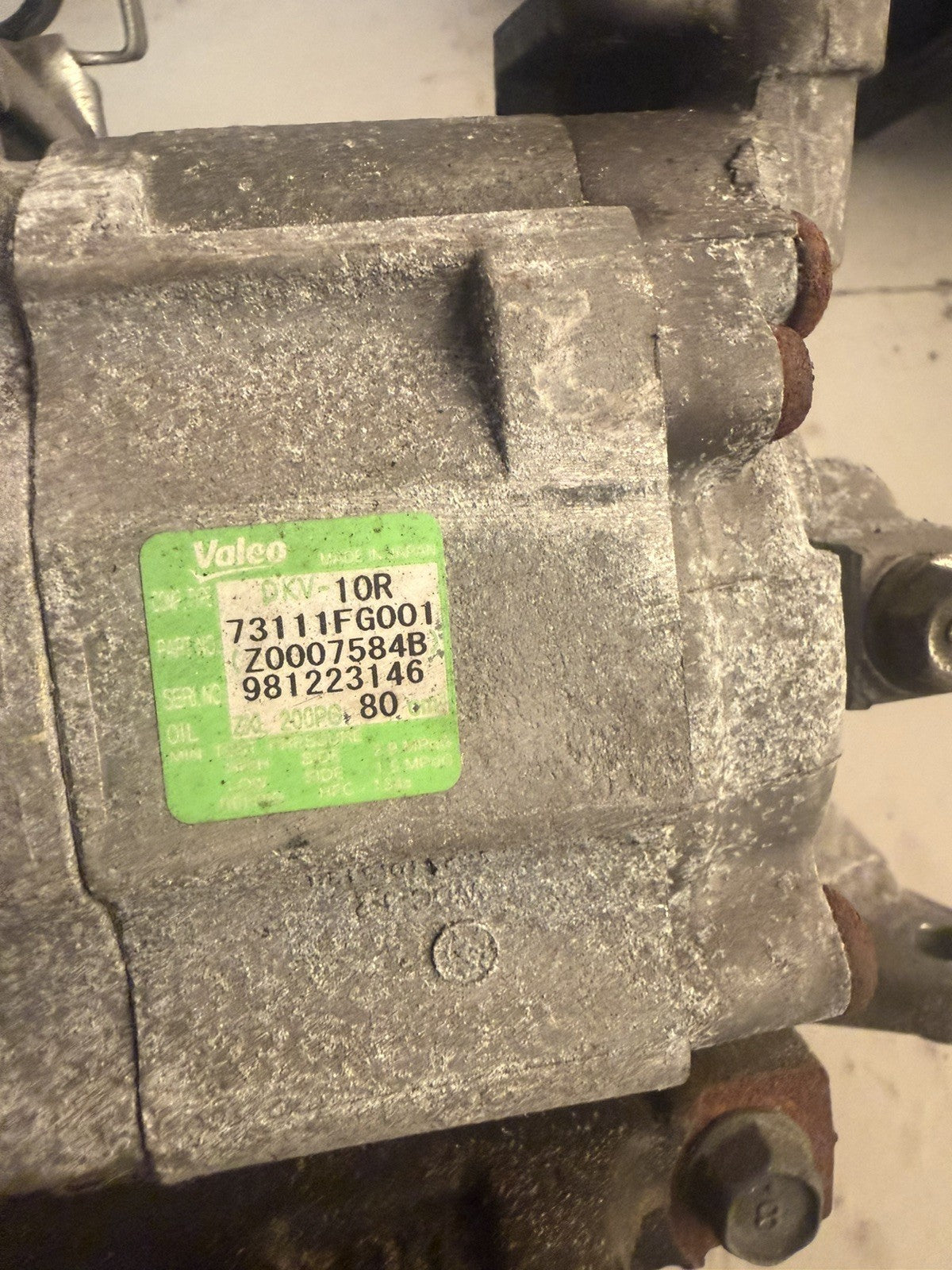 2007-2014 A/C Compressor OEM DKV10R for Subaru Forester, Impreza, WRX STI QR