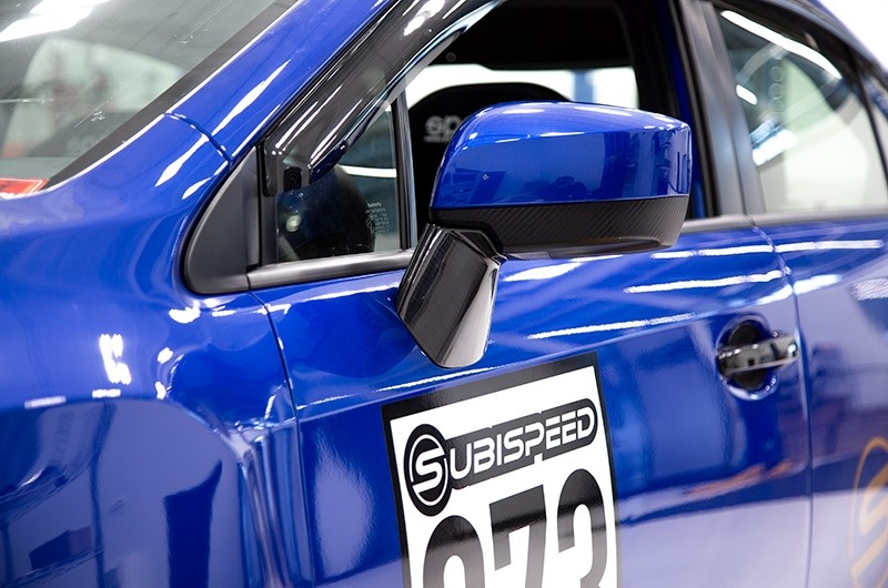 OLM LE Dry Carbon Fiber Lower Mirror Mount Cover - 2015-2021 Subaru WRX / STI / 2015-2017 Crosstrek
