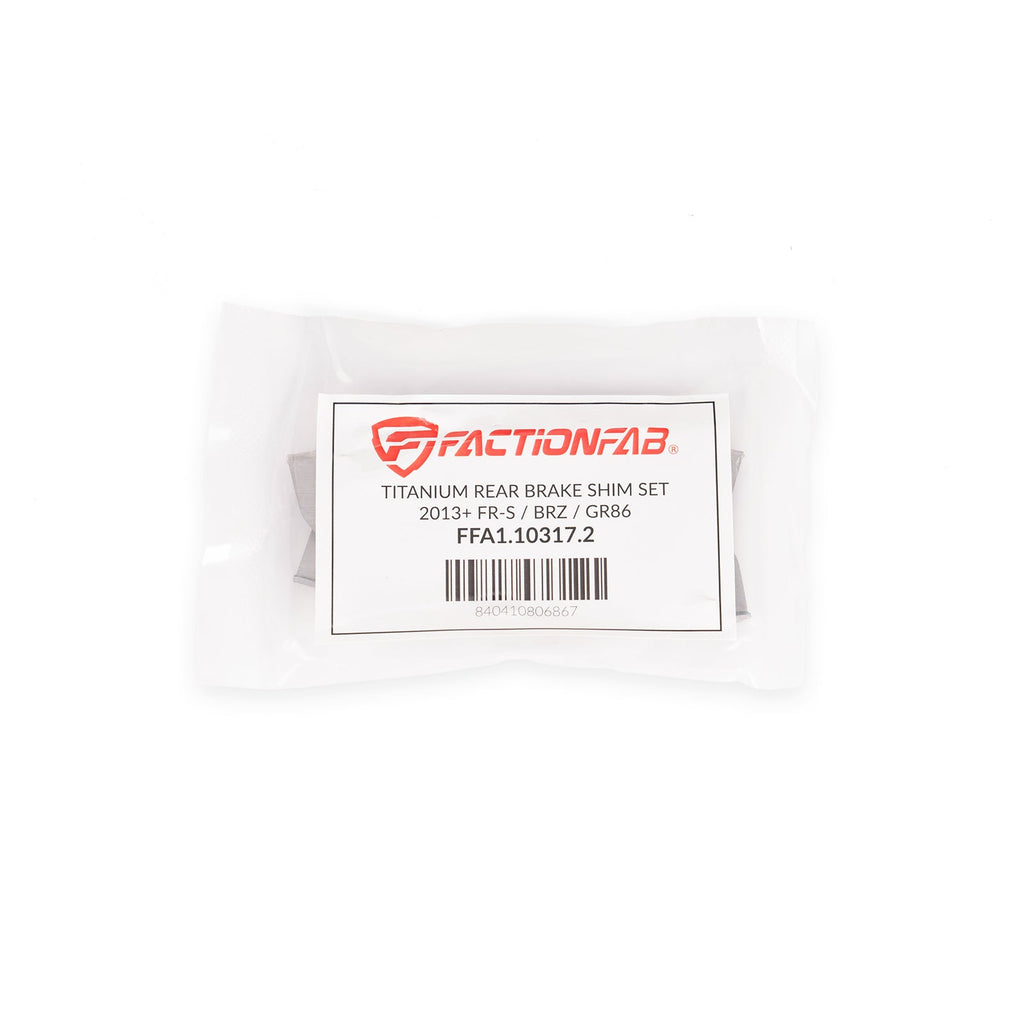FactionFab Titanium Rear Brake Shim Set - 2022+ Subaru WRX 6mt, 2013-2020 BRZ 86 / 2022+ BRZ GR86