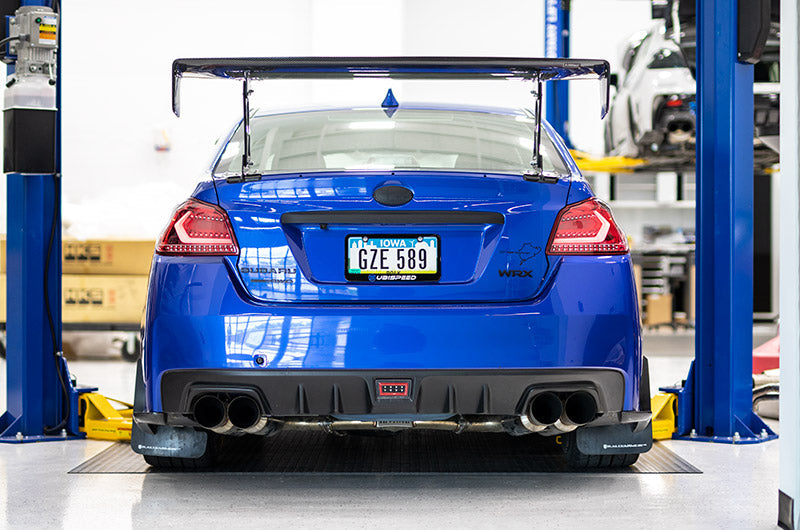 OLM Evolution Tail Lights - Clear Lens, Red Base, White Bar - 2015-2021 Subaru WRX / STI