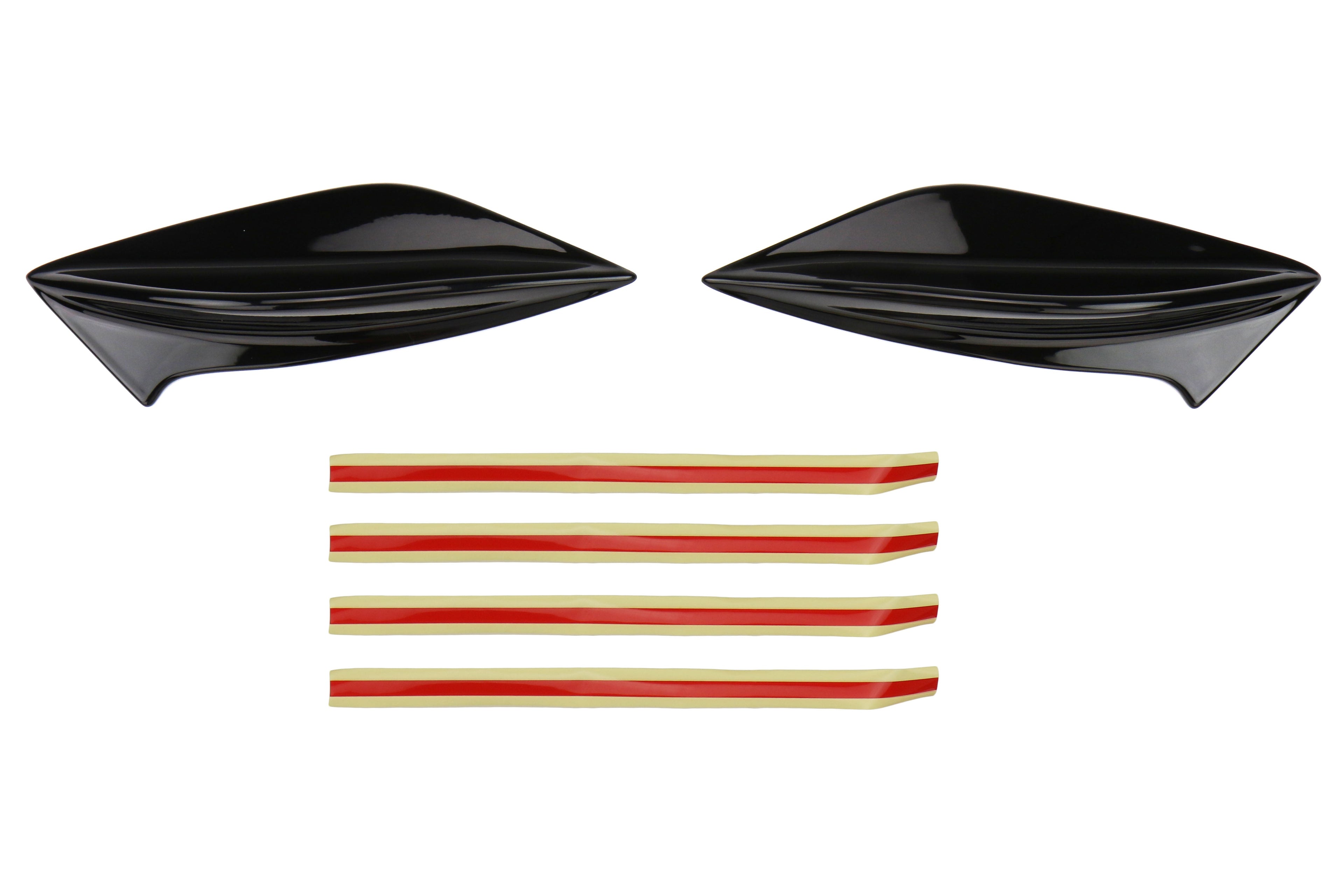 OLM STI Spoiler Side Fins - Crystal Black Silica / Raven - 2015-2021 Subaru WRX / STI