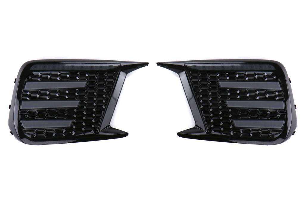 OLM Smoked Tri Bar Fog Light Bezel (No Fog Hole) - 2018-2021 Subaru WRX / STI